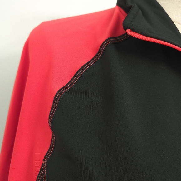 Nike Running Red & Black Dri Fit Mock Neck 1/4 Zip Long Sleeve Top- Women's - Picture 6 of 8